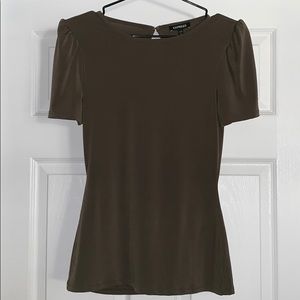Express Olive Puff Sleeve Blouse